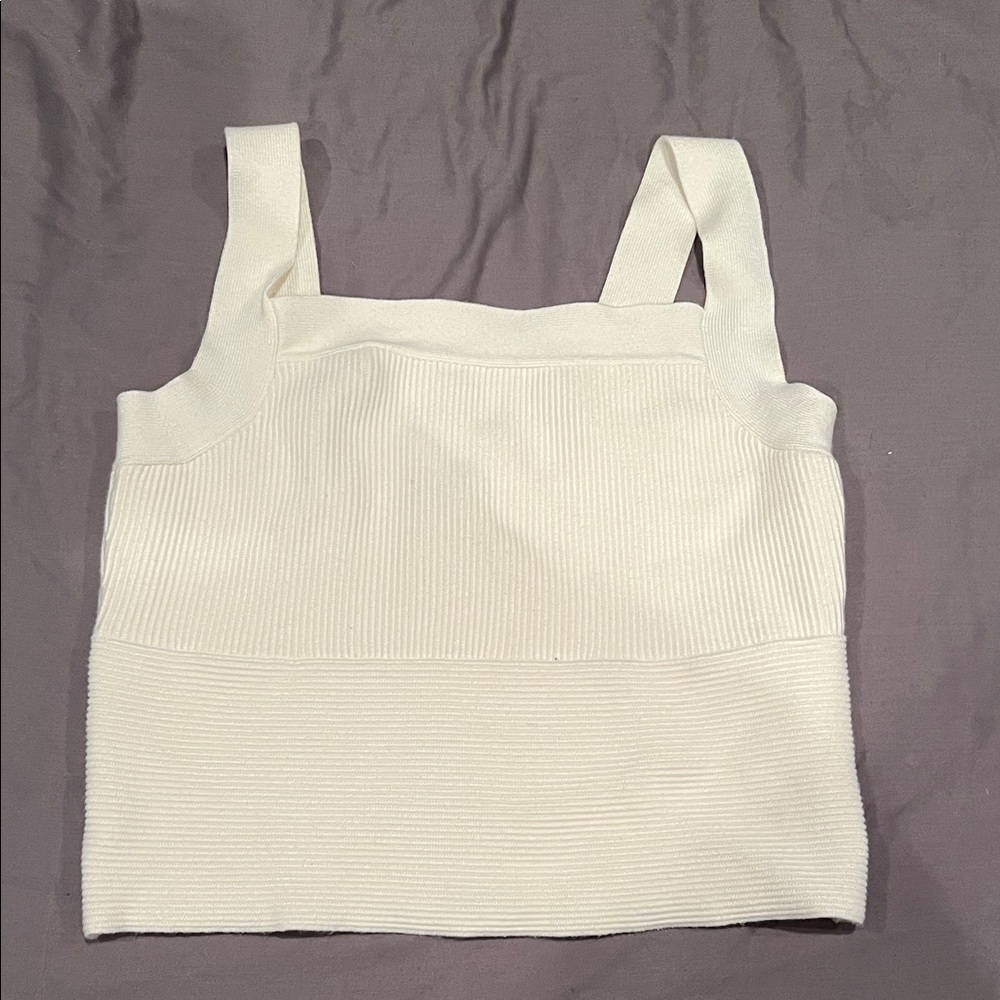 Abercrombie & Fitch Cream Ribbed Tank Top